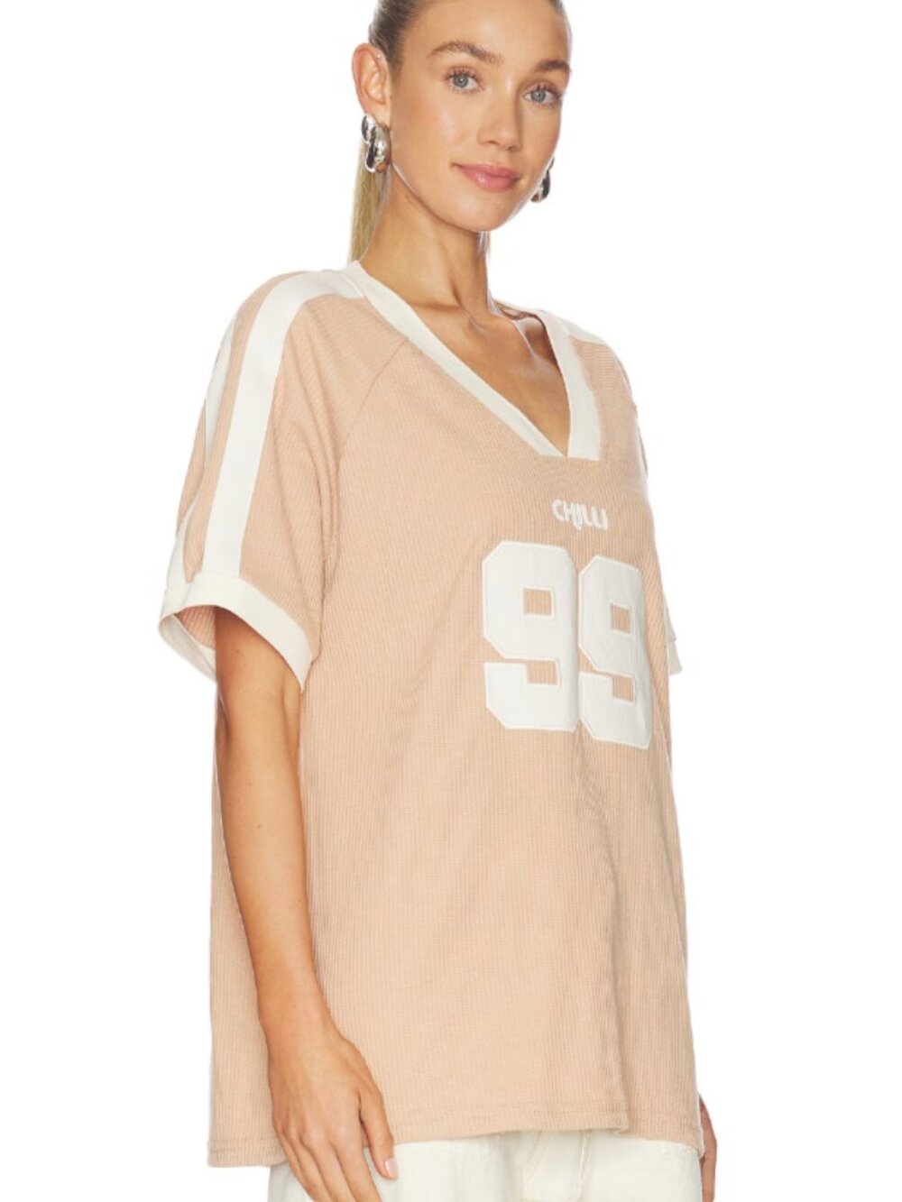 Araminta James Chilli 99 Waffle Tee in Latte Unique - Picture 2 of 5